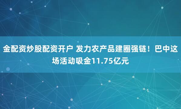 金配资炒股配资开户 发力农产品建圈强链！巴中这场活动吸金11.75亿元